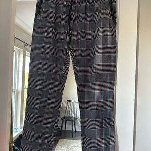 Parker gray and red Plaid Pants with drawstring- L